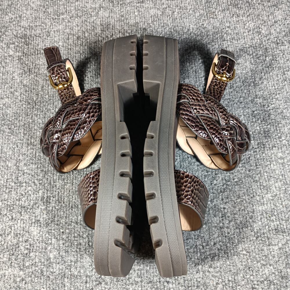 Cole Haan Cressida Lug Sandal Women 9.5 Brown Croc Embossed Leather Platform - Picture 5 of 7